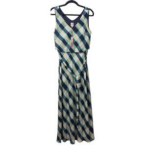 Nic+Zoe Womens Size Medium M Sleeveless Geometric Fit Flare Blue Midi NWT New